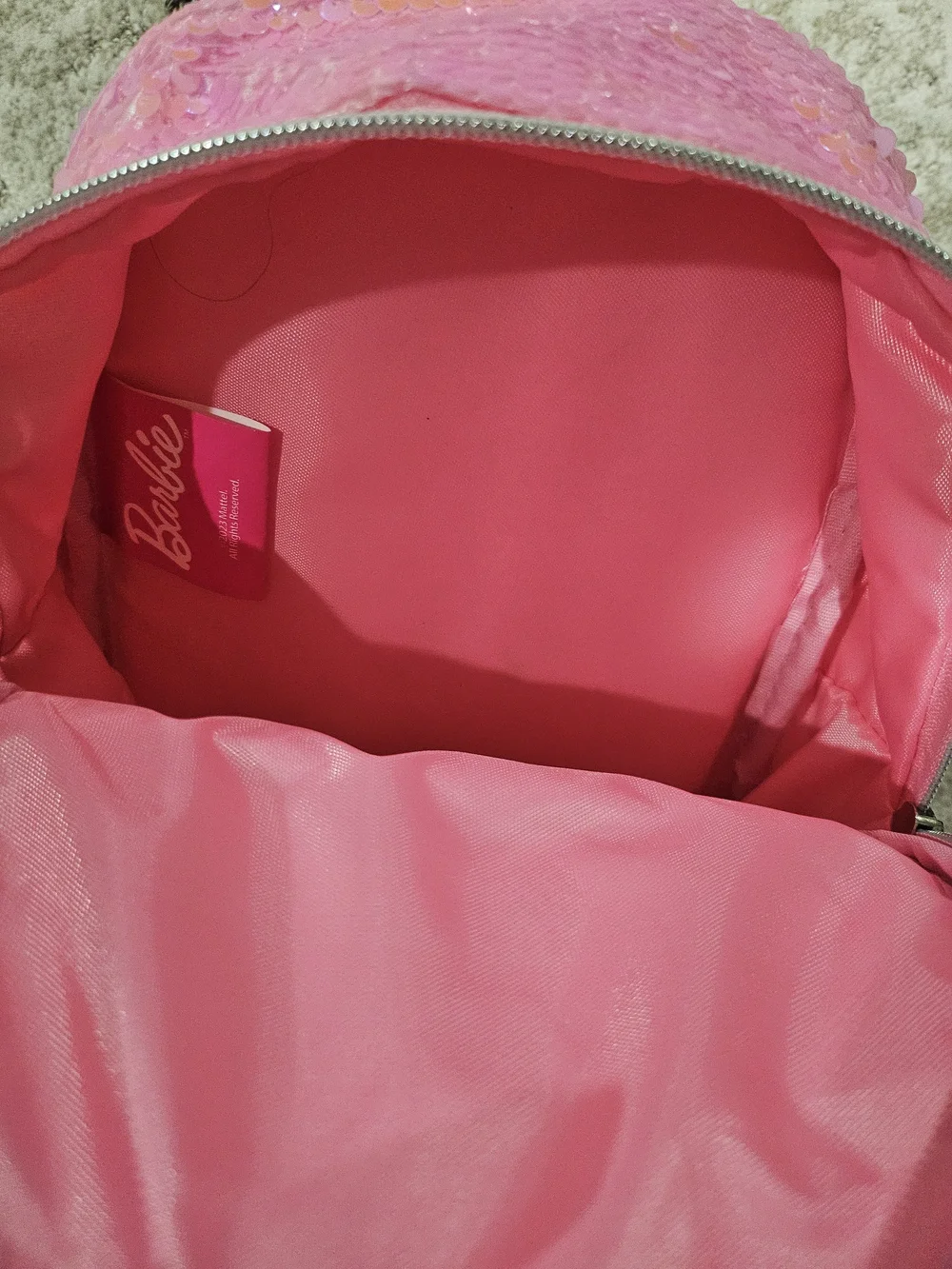 Barbie Pink Sequin Kids Mini Backpack with Holographic Front Pocket